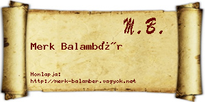 Merk Balambér névjegykártya